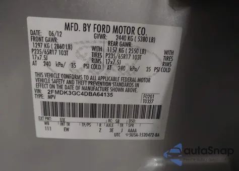 2013 Ford Edge Se from USA, damaged, VIN 2FMDK3GC4DBA64135